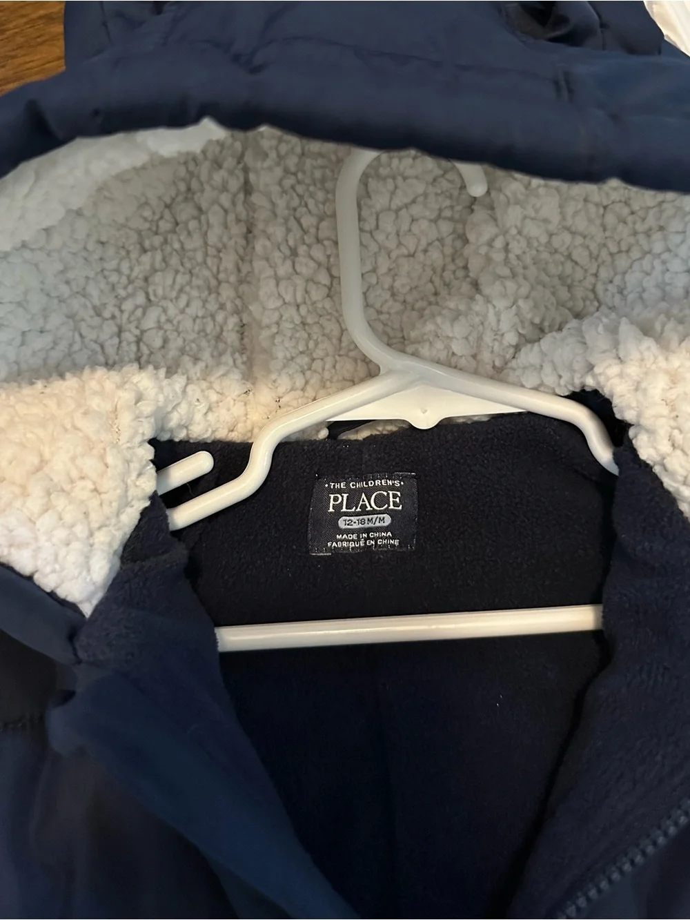 Children’s Place baby navy snowsuit with attached hood & mittens